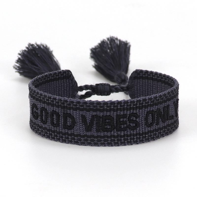 

Креативный браслет с вышивкой букв: Плетеный браслет Vibes Resonance с кисточками DIY поддержка