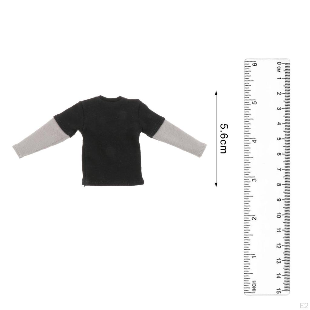 1/12 Male Long Sleeve T Shirt Costume, Miniature Handmade Doll Clothes for 6 Inch Soldiers