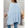 New Plus Size Women's Seven Quarter Sleeve Round Neck Top Made Of Polyester High Elasticity Loose Irregular T-shirt