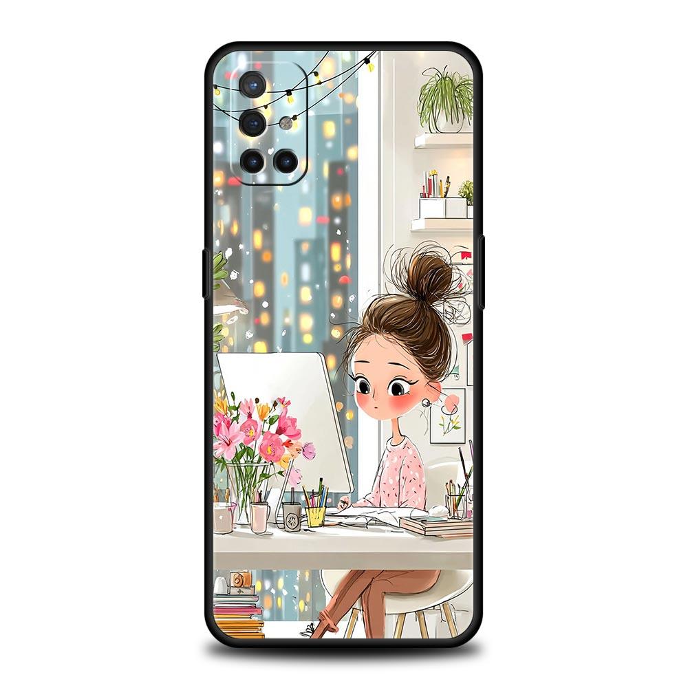 

Cartoon Girl Phone Case For Oneplus 13R 13 12R 11 10T 10R Nord N100 N200 N10 10 9 9R 9RT CE 3 2 Z Pro 5G Soft TPU Cover Fundas For OnePlus 13R