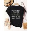 Women's Plus Size Trendy Letter Print Crew Neck Casual T-Shirt Top