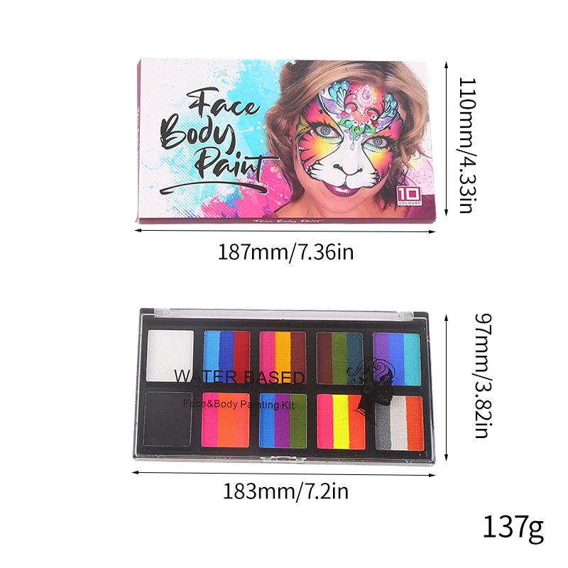 World Cup 10-Color Face Paint Set for Fans, Halloween Stage Makeup Body Art Palette
