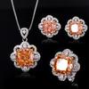 New Huabi Jewelry High Carbon Diamond Ice Flower Cut Copper Inlaid Papalacha Set Female Main 12 * 12 * 8 * 8