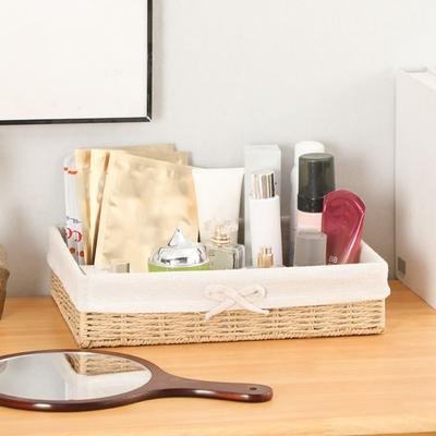 Rectangular Cosmetics Storage Box Bow Weaving  Storage Tray Sundries Organizer  Household