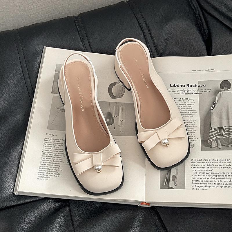 

Бантик женская сумка голова крутые тапочки летняя мода на улице французский с юбкой высокий каблук вечерний ветер толстый каблук одинарная обувь 40 бежевый