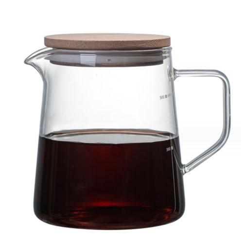 

Heat-resistant glass coffee pot, transparent, suitable for use as a coffee server, teapot, or pitcher. Multi-purpose, wide-mouth design, easy to clean