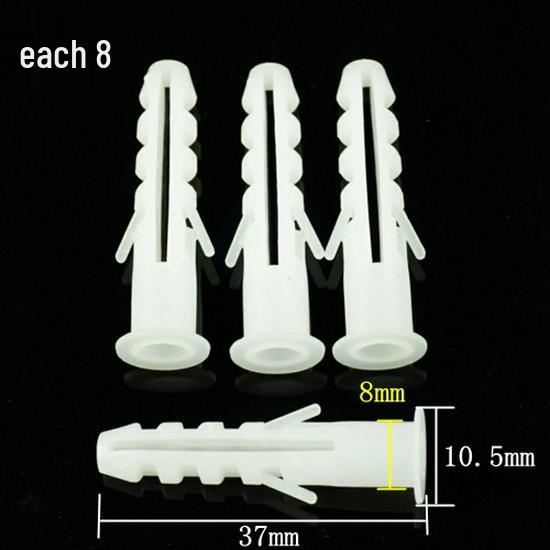 White Plastic Expansion Plugs/Screws 6MM, 8MM, 10MM, 12MM - 1000 pcs/bag
