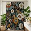Ensemble de Rideau de Douche Floral Boho Rideaux de Douche à Fleurs Bohémiennes Vintage Rétro Rustique Aquarelle Botanique Plante Rideau de Bain Rose