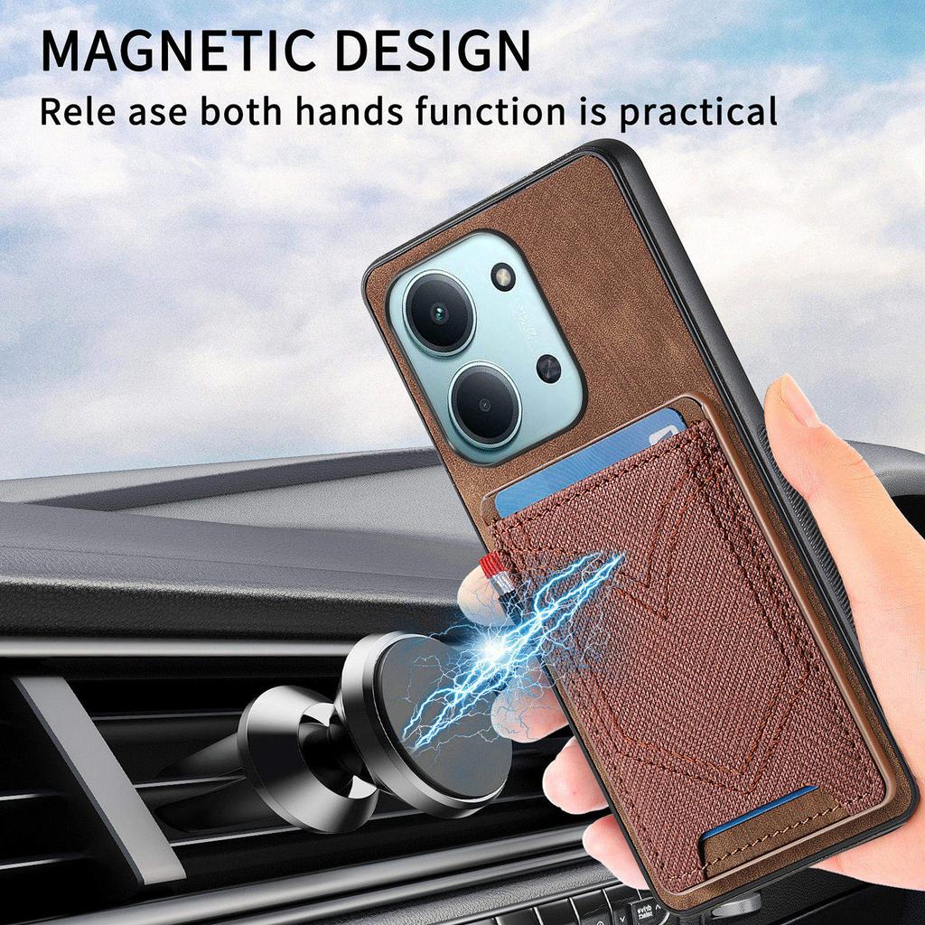 Phone Case For Xiaomi Redmi 15C 4G (EU) (173mm)/15C 5G (EU) (173mm) Retro Jean Cloth Texture Leather Back Cover with Card Holder
