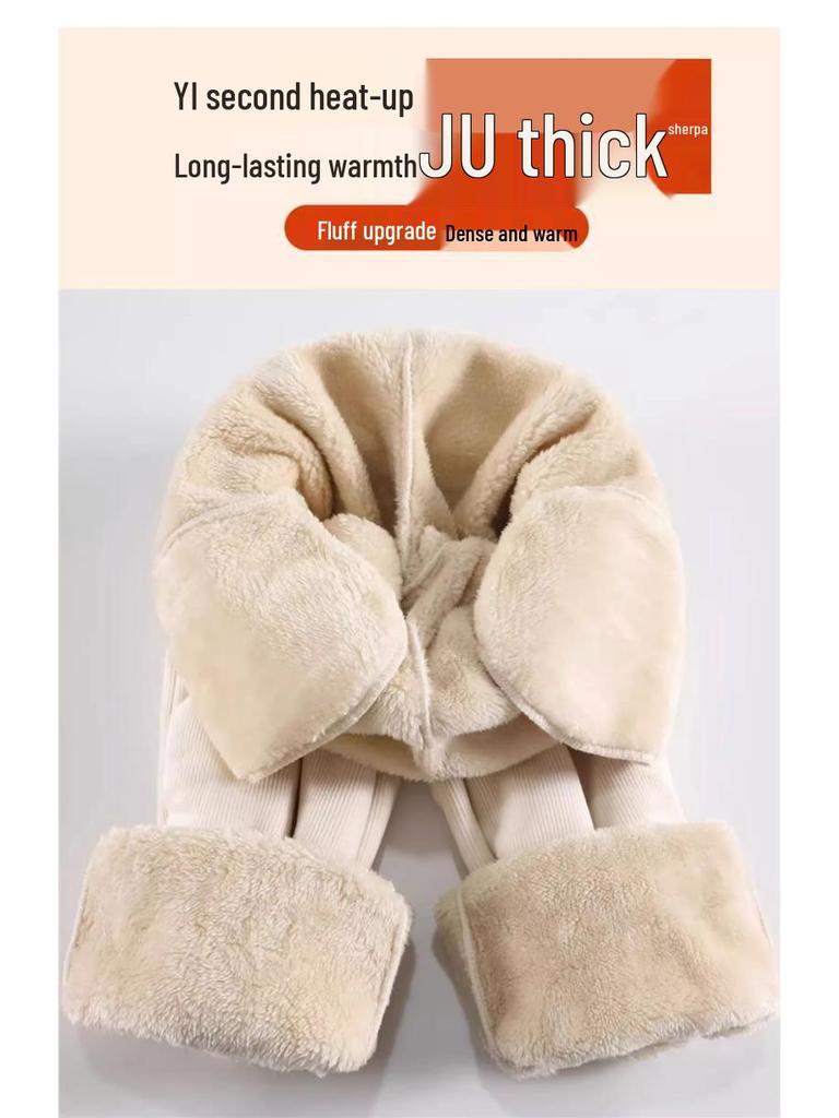 Women's Windproof Fleece-Lined Sweatpants - Warm Thickened Lamb Fleece for Autumn/Winter Casual Wear