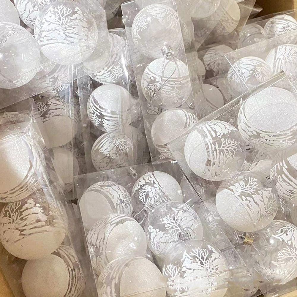 6pcs Clear Baubles Snow Ball Pendant 6cm Hanging Ball New Year Xmas Hanging Ornament  Home Decor