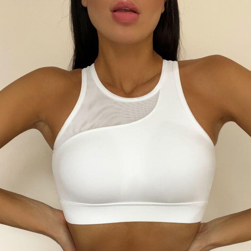 

High-Elastic Nude Feel Nylon round Neck Quick-Dry Sports Bra S Bra Optical White