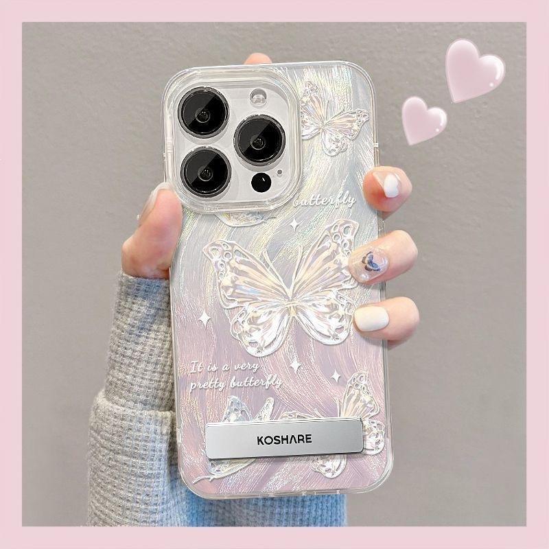 Butterfly for Apple 16Promax mobile phone case IP15 large hole IMD feather bracket Internet celebrity 16 violent laser