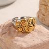 MamacitaSlay 316L Stainless Steel Double Color Multi Flower Open Ring Party Waterproof Jewelry Women's Gold Plated Ring Gift