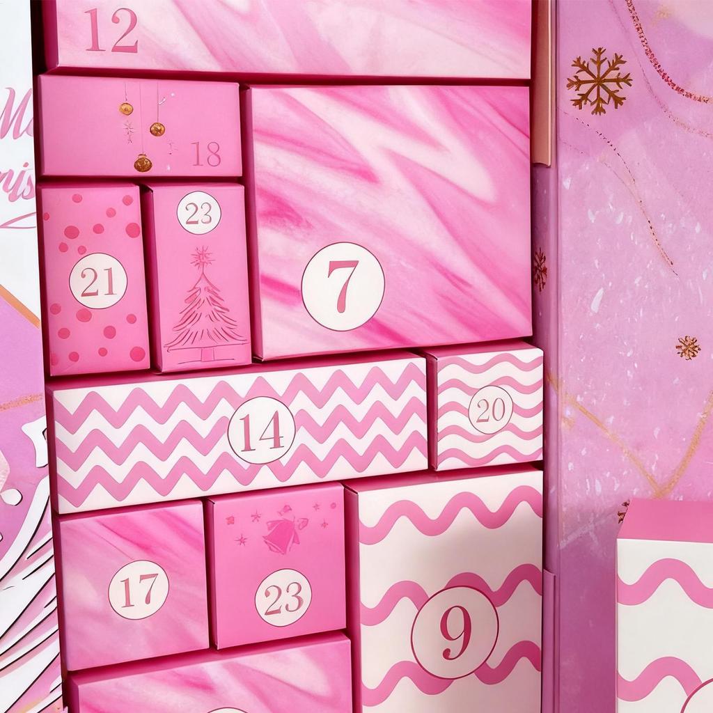 Empty Reusable 24-Day Advent Calendar Box Refillable Christmas Countdown with 24 Grids for Candy, Stocking Stuffers Party Favors