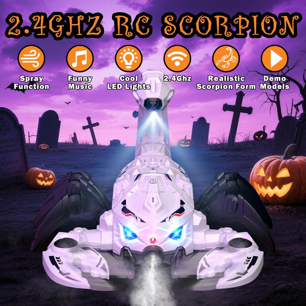 RC Scorpion Toy Music Function 2.4GHz White, Interference-Free Control, Family Fun Gathering