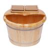 Foot Bath Bucket Cedar Wood Foot Basin Foot Massage Bucket with Massager Cover Plate Portable Foot Bath Basin