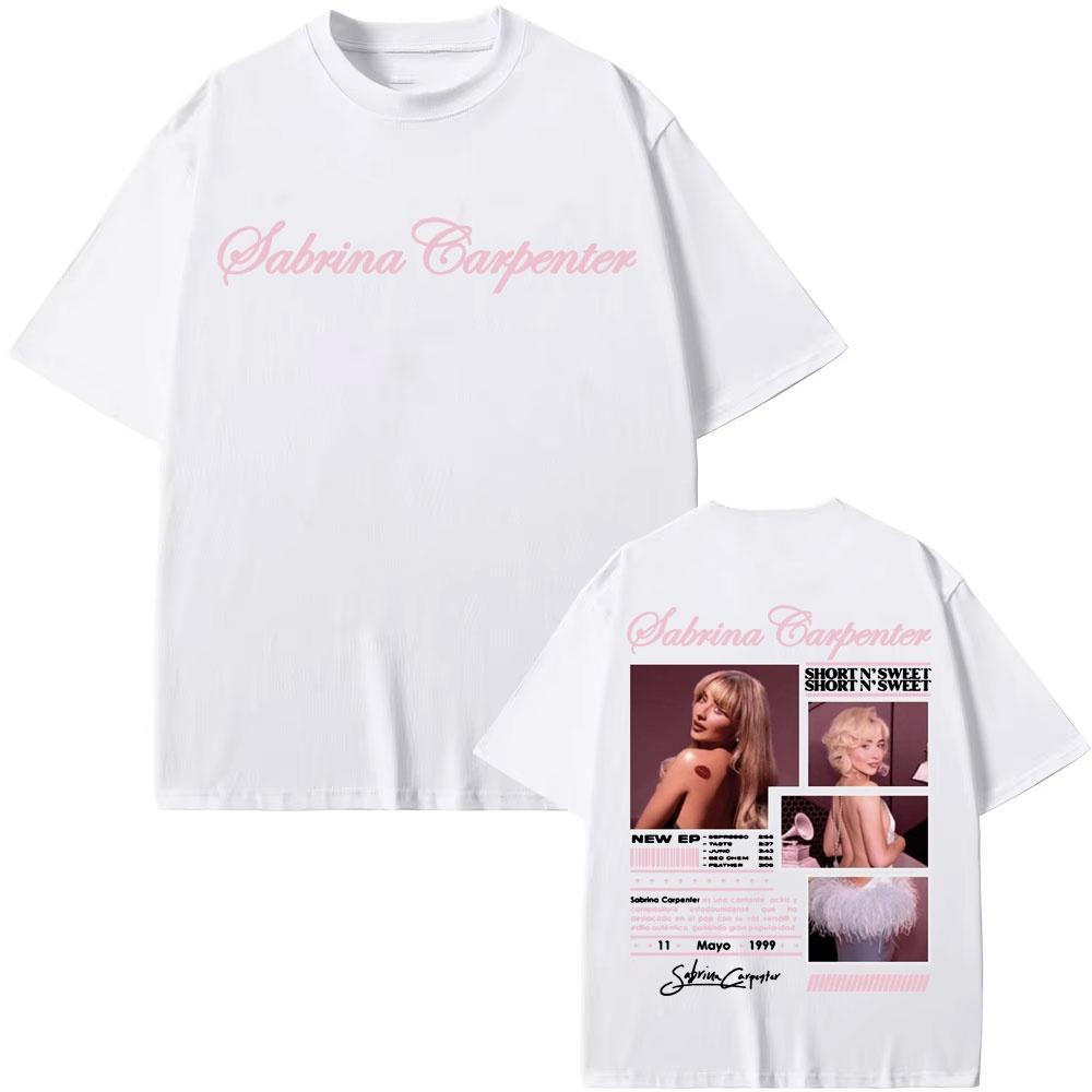 Sabrina Carpenter Short N Sweet Tour Doppelseitige Grafik T-Shirts Herren Damen Kleidung Mode Ästhetik Hip Hop T-Shirts Oberteile