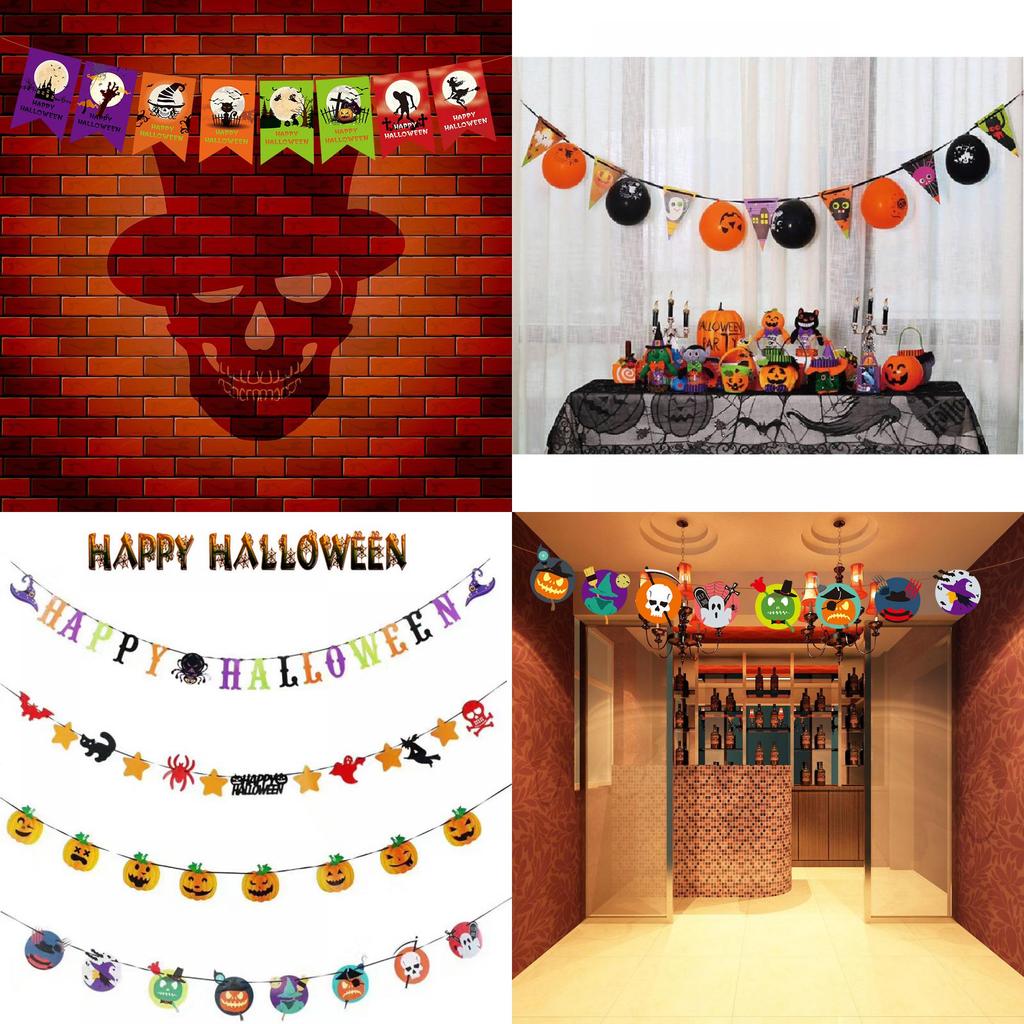 Colorful Halloween Party Decorations With Pumpkin Paper Banner For Festive Atmosphere