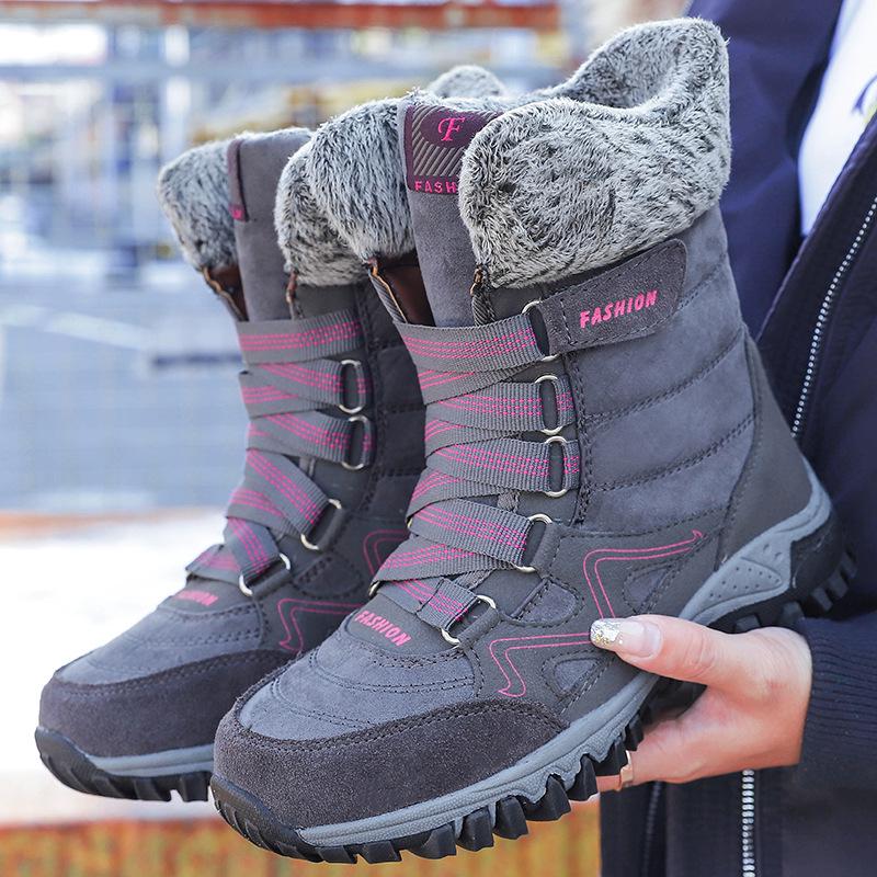 Plus Size Women's High-Top Snow Boots – Autumn/Winter Bestseller, Velvet Lined and Warm.