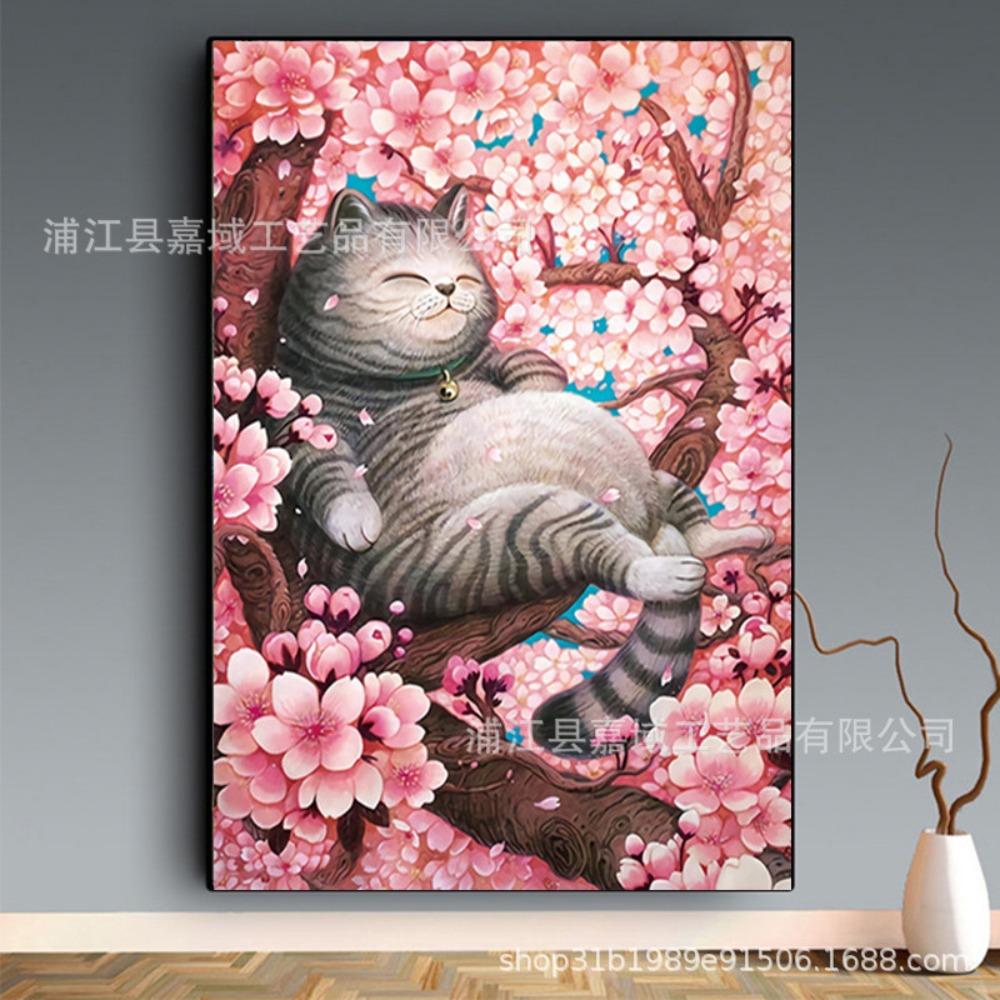 DIY Diamond Painting 5D Cartoon Cat Full Diamond Cross Stitch Living Room Decorative Painting