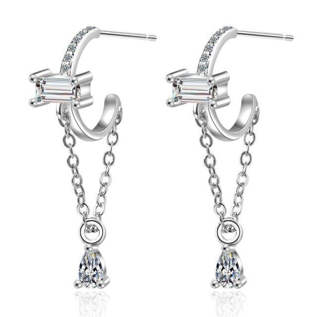 

Prevent allergy 925 Sterling Silver Tassel Water Drop Shape Dangle Earrings For Women Fashion Jewelry Pendientes eh498 серебряный
