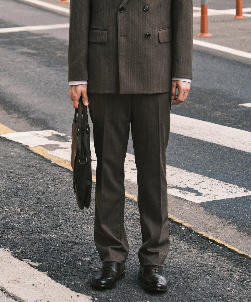 STCO Wool Herringbone Formal Pants_Brown (Classic Fit)_Sslxa62Chh