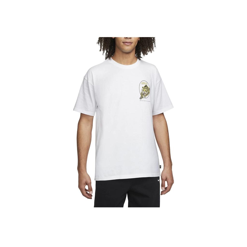 Nike Tiger Pattern Crew Neck T-Shirt Men Tops Yellow DO6627-100