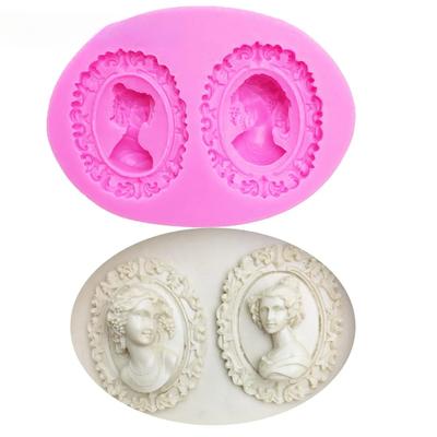 Woman Head Portrait Mirror Silicone Cake Frame Mold Silicone Baking Tools Kitchen Decorations