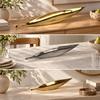 Versatile Leaf-Shaped Decorative Tray Reflective Long Leaf with Tapered