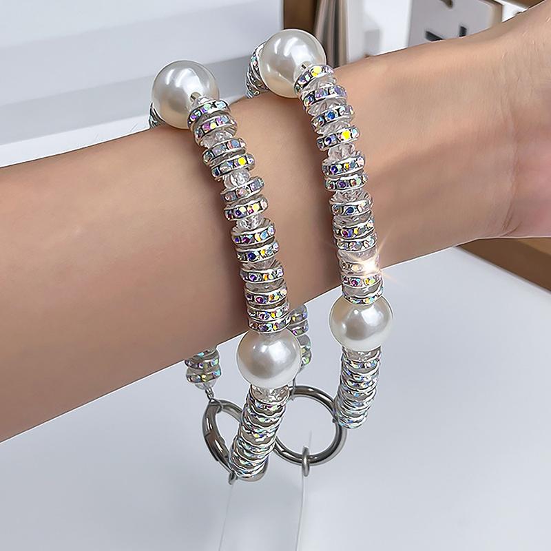 Vkládaná perla Šňůrka na mobil proti ztrátě Šňůrka na mobil Ručně vyrobená DIY Přívěsek na tašku na fotoaparát CCD Dekorace