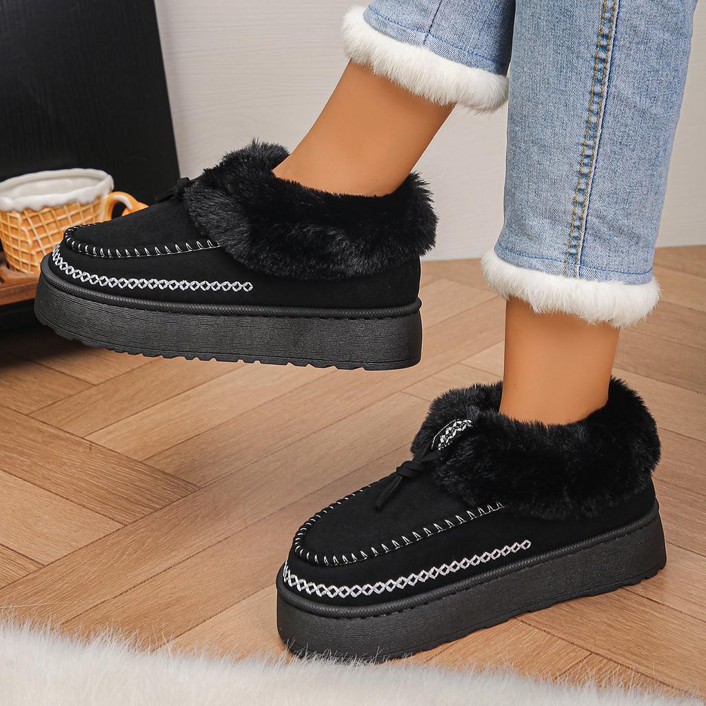Fashion 2025 Winter Warm Thicken Plush Cotton Shoes Women Non Slip Thick Bottom Snow Boots Woman Slip On Chunky Platform Ankle Botas