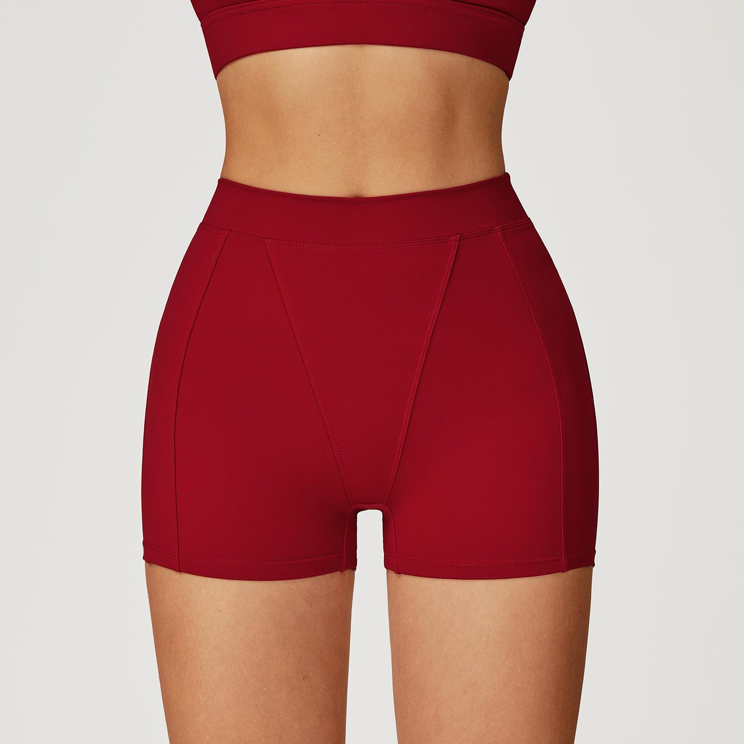 

High-Waist Tummy Control Yoga Shorts for Running & Fitness XL червоний