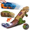 Transport Dinosaur Truck with Foldable Sliding Ra Track, Transforms Into Standing T-Rex & Trike, Best Birthday Gift for Kids
