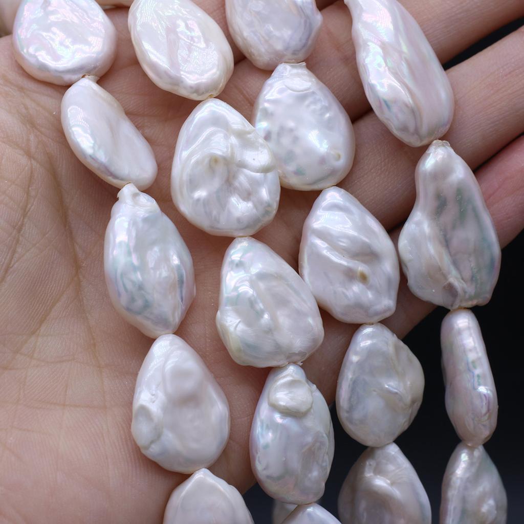 1String, 10×20mm Baroque Natural Freshwater Flat Drop Shape Pearls 36cm Loose Beads for Handmade Jewelry Craft Supplies, DIY Holiday Gifts