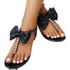 Large Size Rhinestone Herringbone Sandals Women's 2025 Summer New Bohemian Bow Toe Beach Sandals
