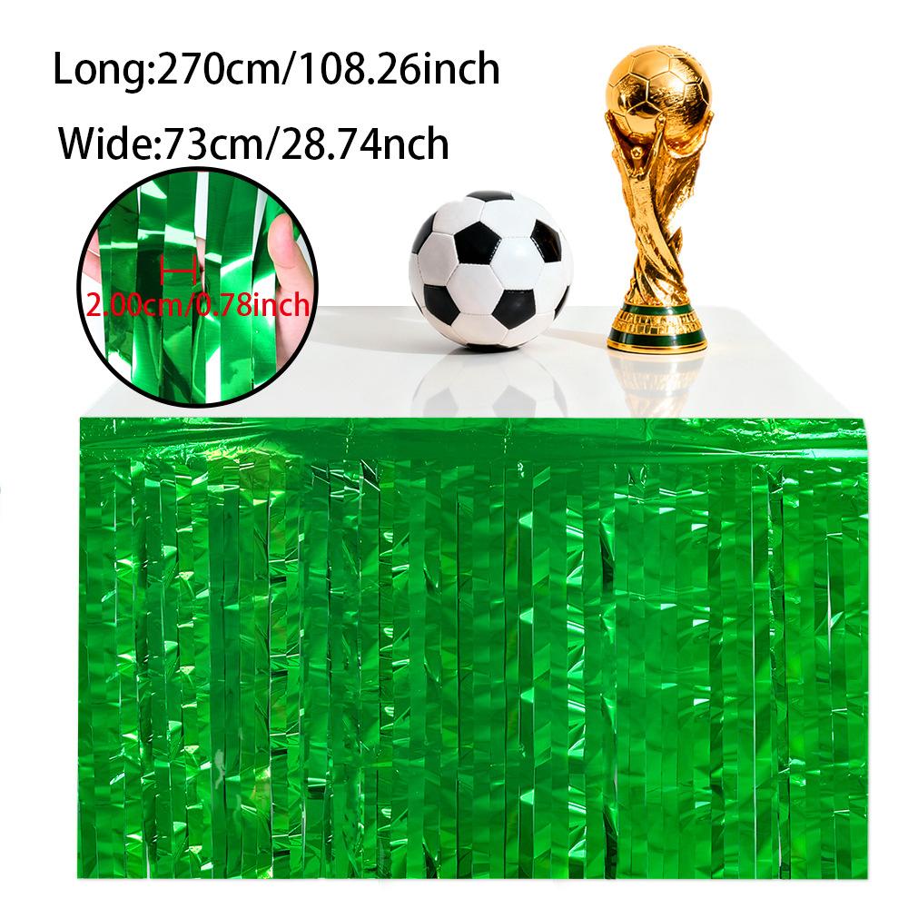 Uscam World Cup Green Rain Silk Table Skirt Birthday Party Decoration Diy Football Sticker Fringed Table Curtain