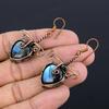 Labradorite 999 Copper Wire Wrapped Earrings, Handmade Gemstone Earrings Jewelry, Gifts For Wife Brand New Earrings