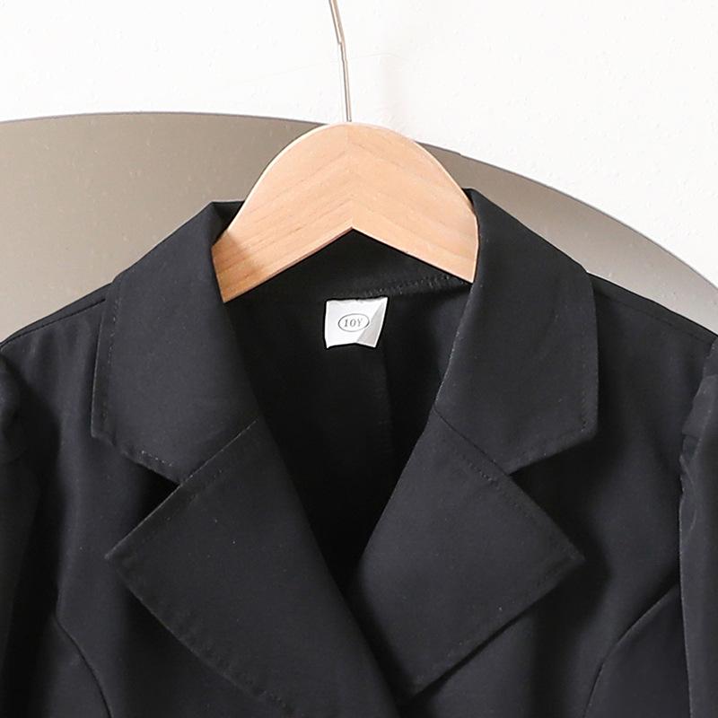 Girls' Casual Short Skirt Set, Autumn Children's Bow Pleated Skirt, Long-sleeved Suit Jacket Two-piece Set