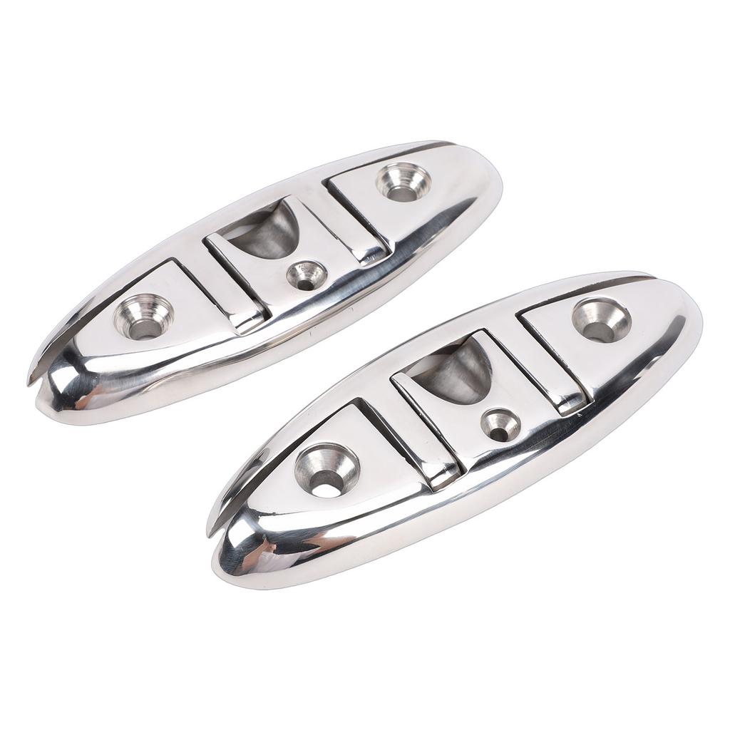 2 Sets Boat Folding Cleat 316 Stainless Steel   Up Dock Cleats with Back Plates and Screws for Kayak Yacht Pontoon