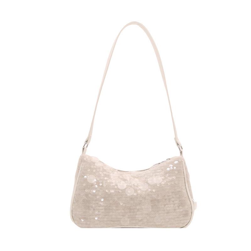 Solid Color Simple Sequin Design Women Casual Shoulder Bag For Daily Use