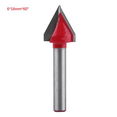 Tungsten Steel Träbearbetning CNC-router Bit av skärpa VGroove Skärverktyg 6 mm axel (6*16mm*60 grader )