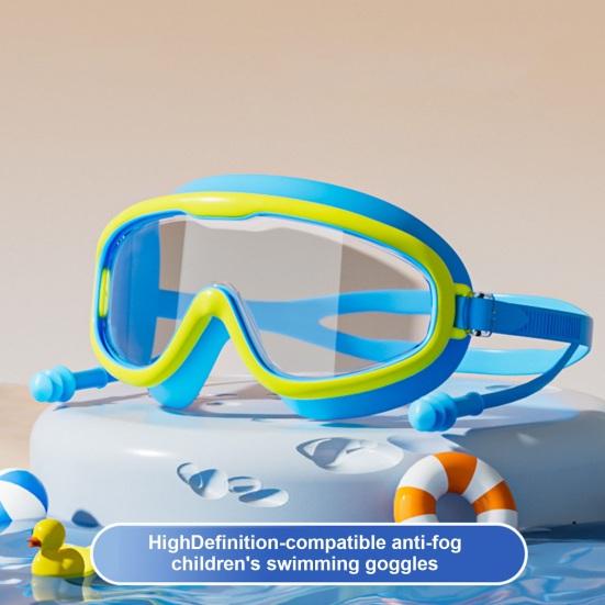 Kids Swim Goggles with Nose Clip Waterproof No Leakage UV Protection Clear Lens Boys Girls Silicone Goggles Scuba Diving Snorkeling