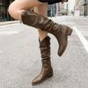 Brown V-mouth boots women's autumn and winter new thick heel suede tall knight boots western pile boots