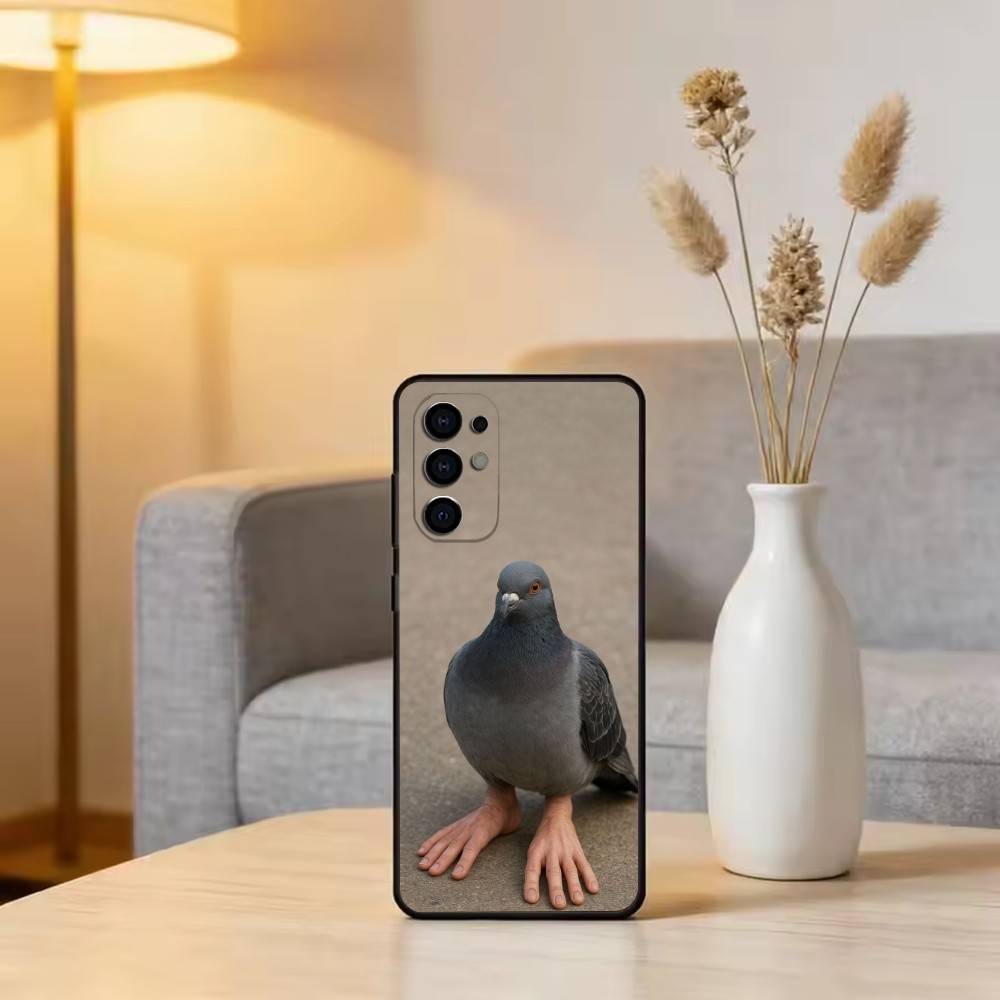Funny Silly Pigeon Phone Case Black Silicone Soft For Samsung S25,S24,S21,S22,S23,S30,Ultra,S20,Plus,Fe,Lite