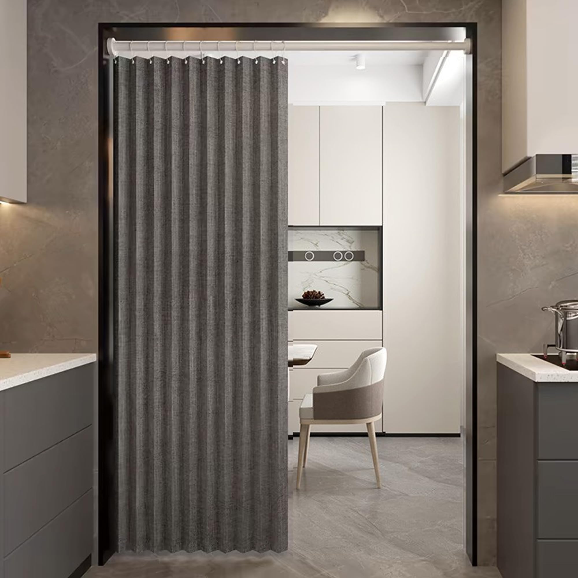 

Muikayo Room Divider Thermal Cold Organ Heat Light Energy Scandinavian Room Memory Easy Privacy UV Solid Machine Suitable for Living Width 150cm x сірий колір