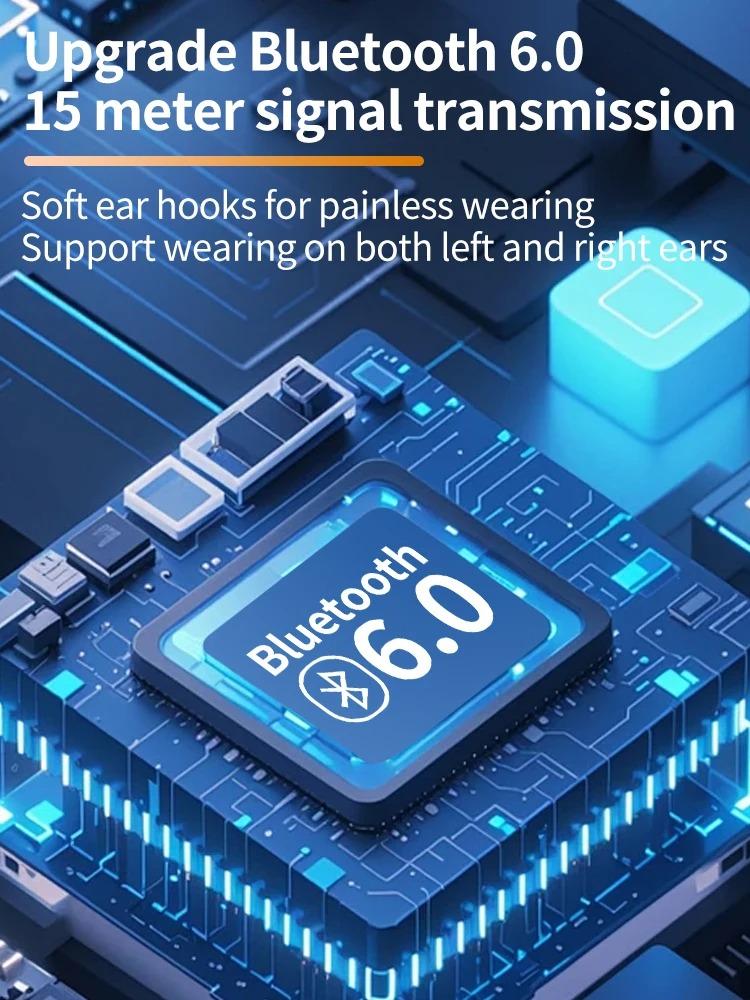P12 Bluetooth 6.0 Earphone LED Display Wireless Headphone Sports Headset with Noise Reduction and Digital Display Cancellation Earbud for Smart Phones