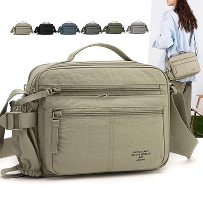 Borsa a tracolla multi-tasche in nylon leggero a tracolla con portaborraccia
