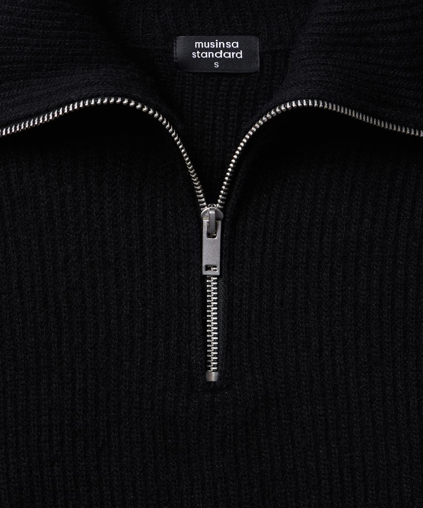 MUSINSA STANDARD WOMAN Women'S Lambswool Ribbed Knit Half Zip [Black]