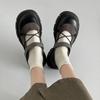 Women's Loafers Black Round Head Retro Heightening Thick Bottom Mary Jane Shoes Heels Women Shallow Mouth Pumps Single Shoes